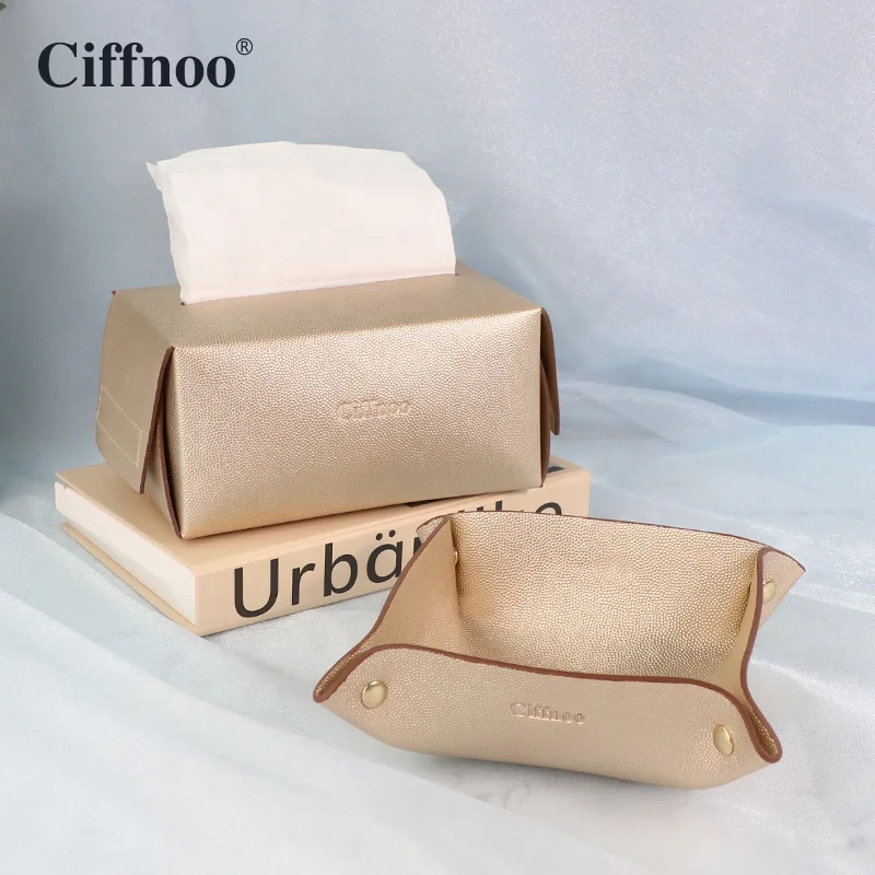 High Quality Simple design Paper tissue box Retro Leather Tissue Case Fashionable Storage Tissue Box