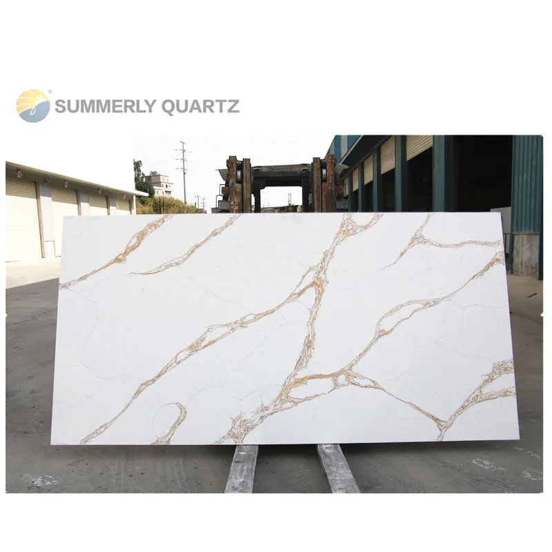 Artificial Stone Slabs Faux Stone Quartz Stone Calacatta Gold High End Quality Quartz Price Natural Marble Wholesale