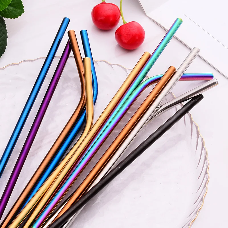 304 stainless steel reusable 6mm 8mm 12mm sliver metal straws