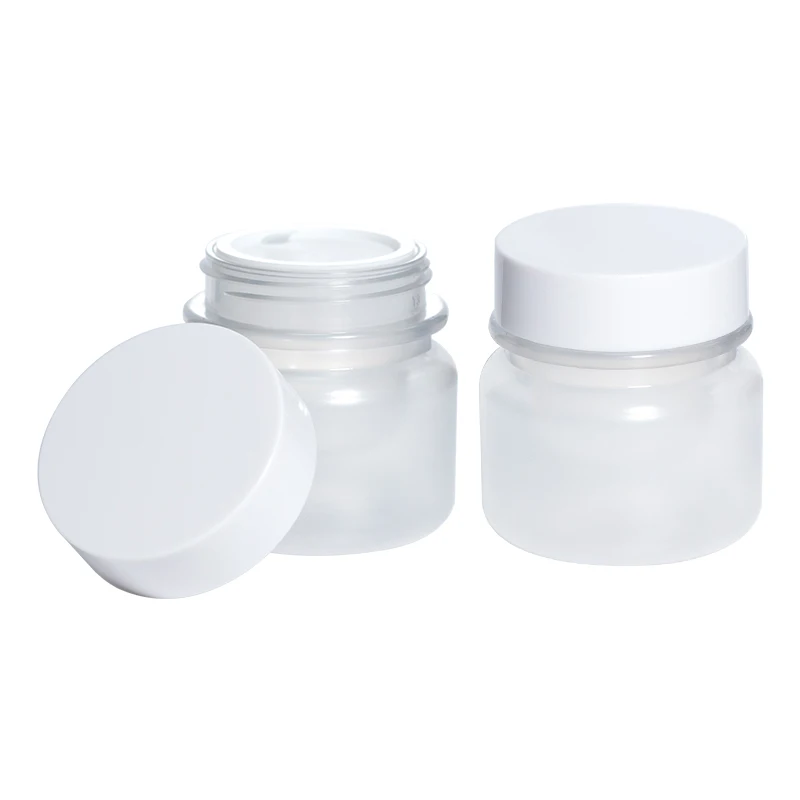 
Round swivel lid double layer white frosted cosmetic jar eye cream jar made in China high quality custom manufactured cheap 