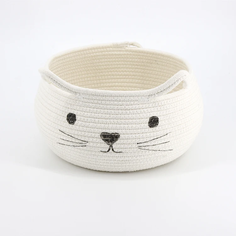Cute cat model cosmetic organizer domestic round storage basket gift