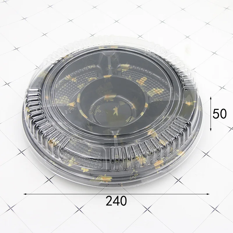 Disposable BOPS Round To Go Sushi Takeaway Container Plastic Food Packaging Boxes Trays With Lid