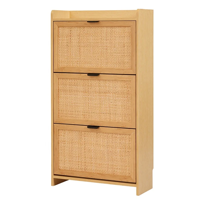 Flip Down Amazing Stand Shoe Rack Bamboo Rattan Organizer Cabinet Shoes Rack Wood Cabinet Home
