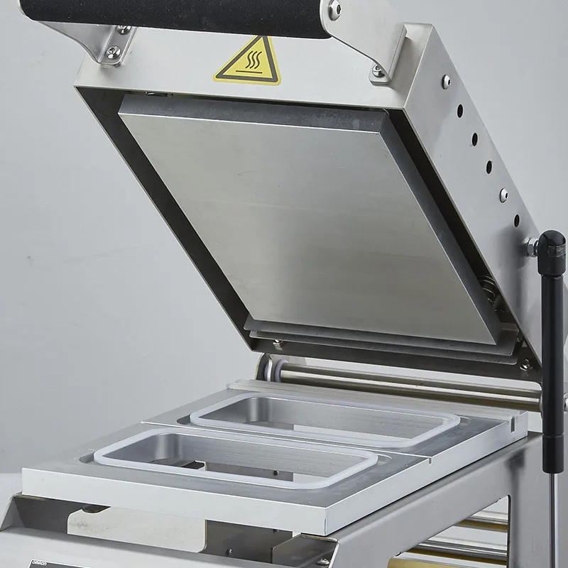 Takeaway Food Packing Machine Manual with 1 to 2 plastic trays for fast food on CE manual tray sealer