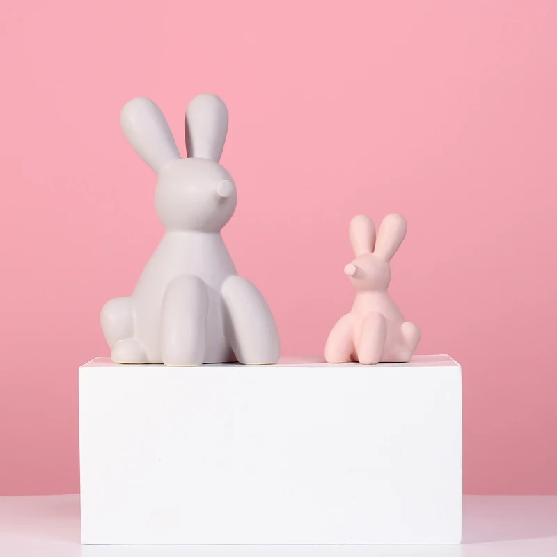 Factory nordic style decoration creative craft gift table decoration colorful art abstract ceramic balloon rabbit figurine