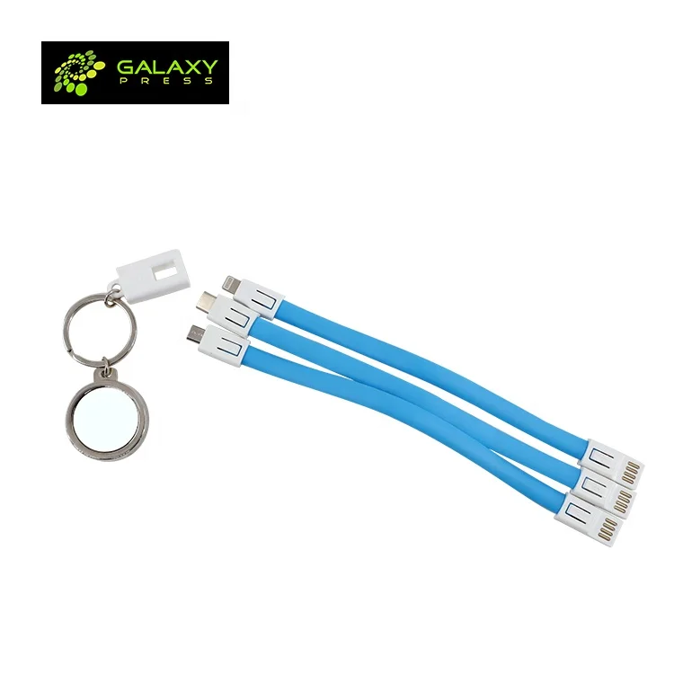 New Bottle Opener Sublimation Blank PVC Key Chain with USB Charging Cable