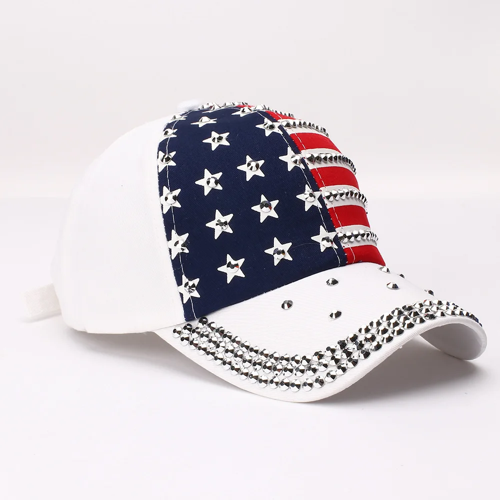 2024 American Election flag rhinestone stud rivets baseball cap hat