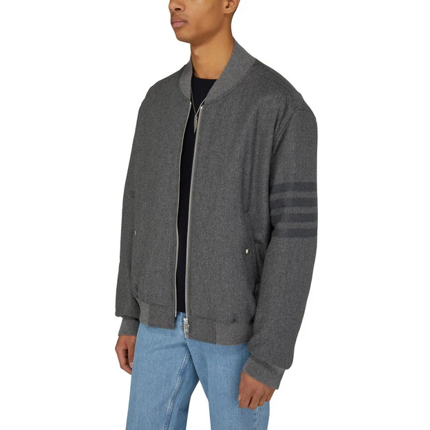 Customizable Baseball Letterman Jacket Grey All Wool Varsity Jacket With Zipper