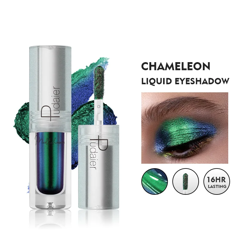 Women Cosmetic OEM Multichrome Duochrome Liquid Eyeshadow 19 Color Shiny Longlasting Chameleon Pigments Aurora Eye Shadow MakeUp