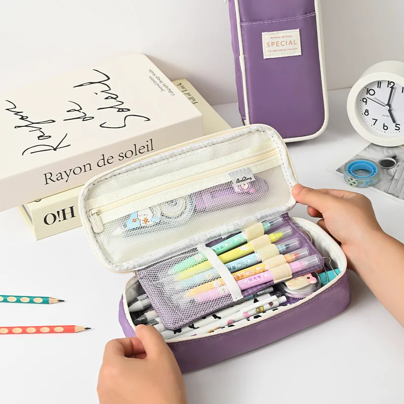 Large Capacity Simple Dirty-resistant Pencil case Creative Multi-functional Waterproof Double-layer Pen case
