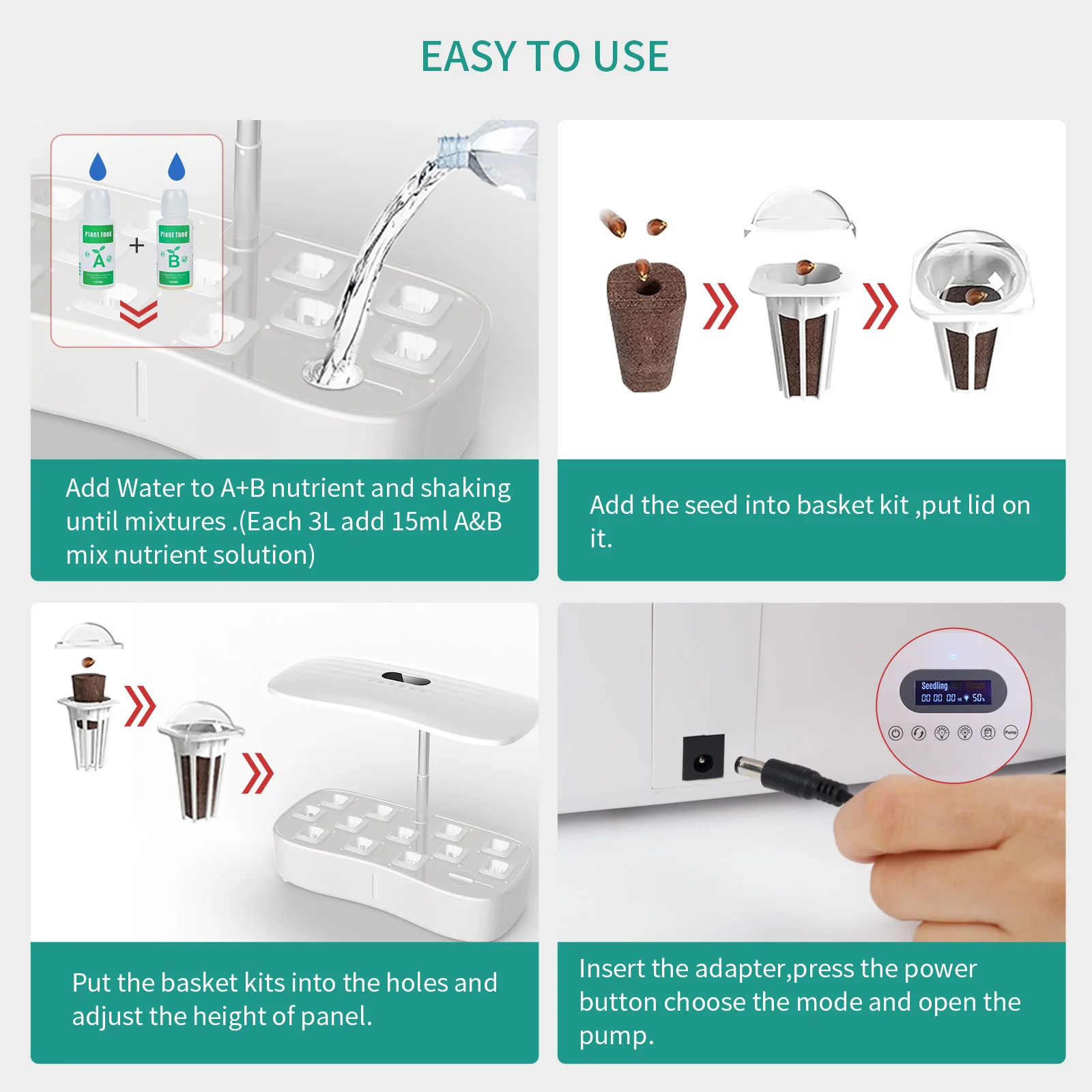 Hydroponic Growing Systems Microgreen Smart Indoor Herb Garden Planter Kit 24w Automatic Growing System with Led plant light