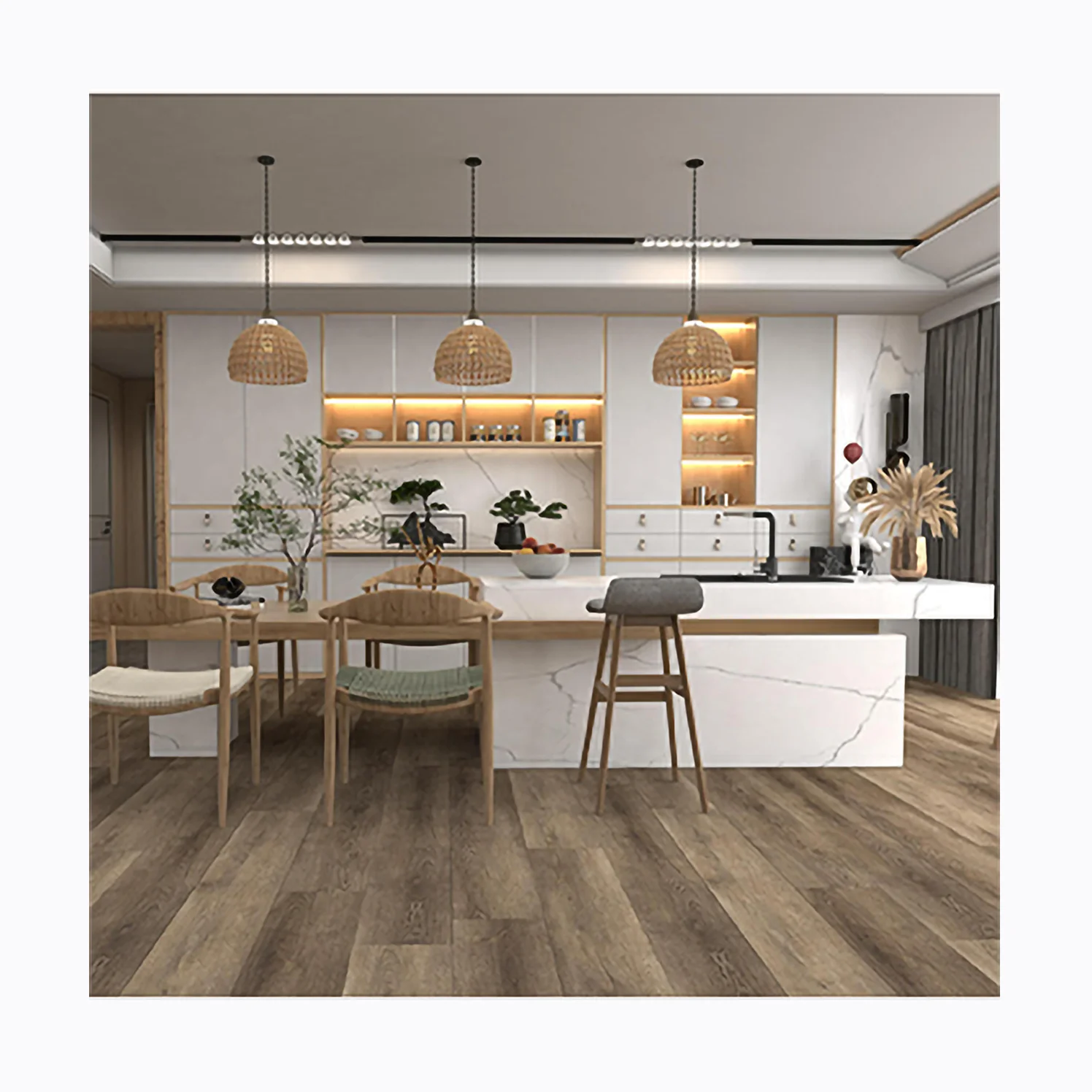 Anti Slip SPC Click Lock Hybrid Plastic Floor For Wholesale Wooden Interlocking Flooring 7mm Bathroom