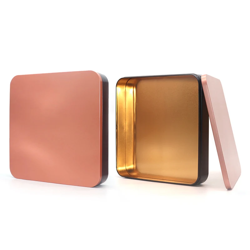 Factory Wholesale square Tin case Rectangular Large Tin Cookie Box Customized Tin Box for Biscuit