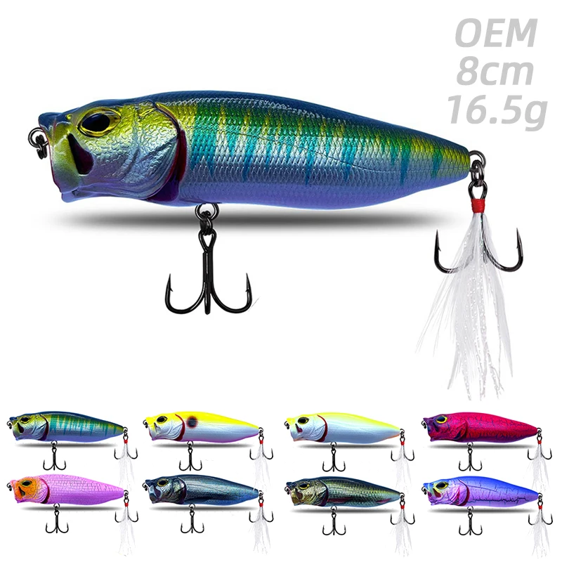 3D print 80mm 15g Fishing Lures Popper Topwater Pencil Popper floating artificial bait