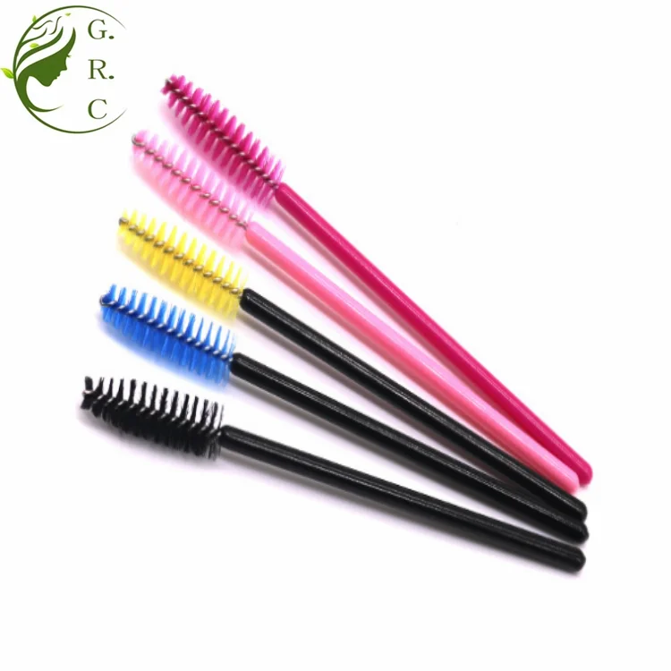 YCJM  Several Color Head Plastic handle Lash Eyelash Extension Mascara Cosmetic Tool Angled Disposable Mascara Makeup Brush Wand