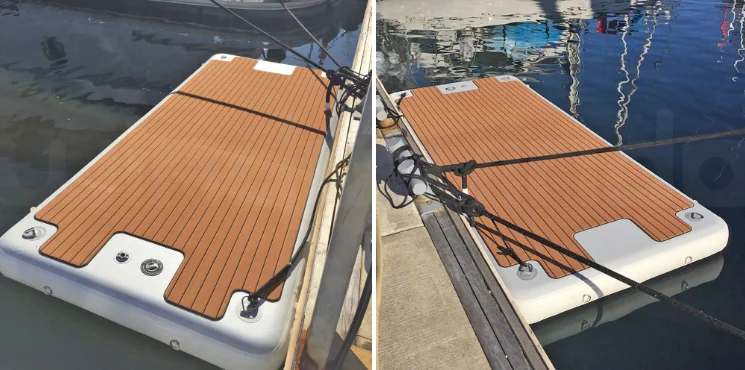 Double Layer Inflatable Boat Island 2.5*1.5*0.2M Water Entertainment Floating Platform Yacht Dock