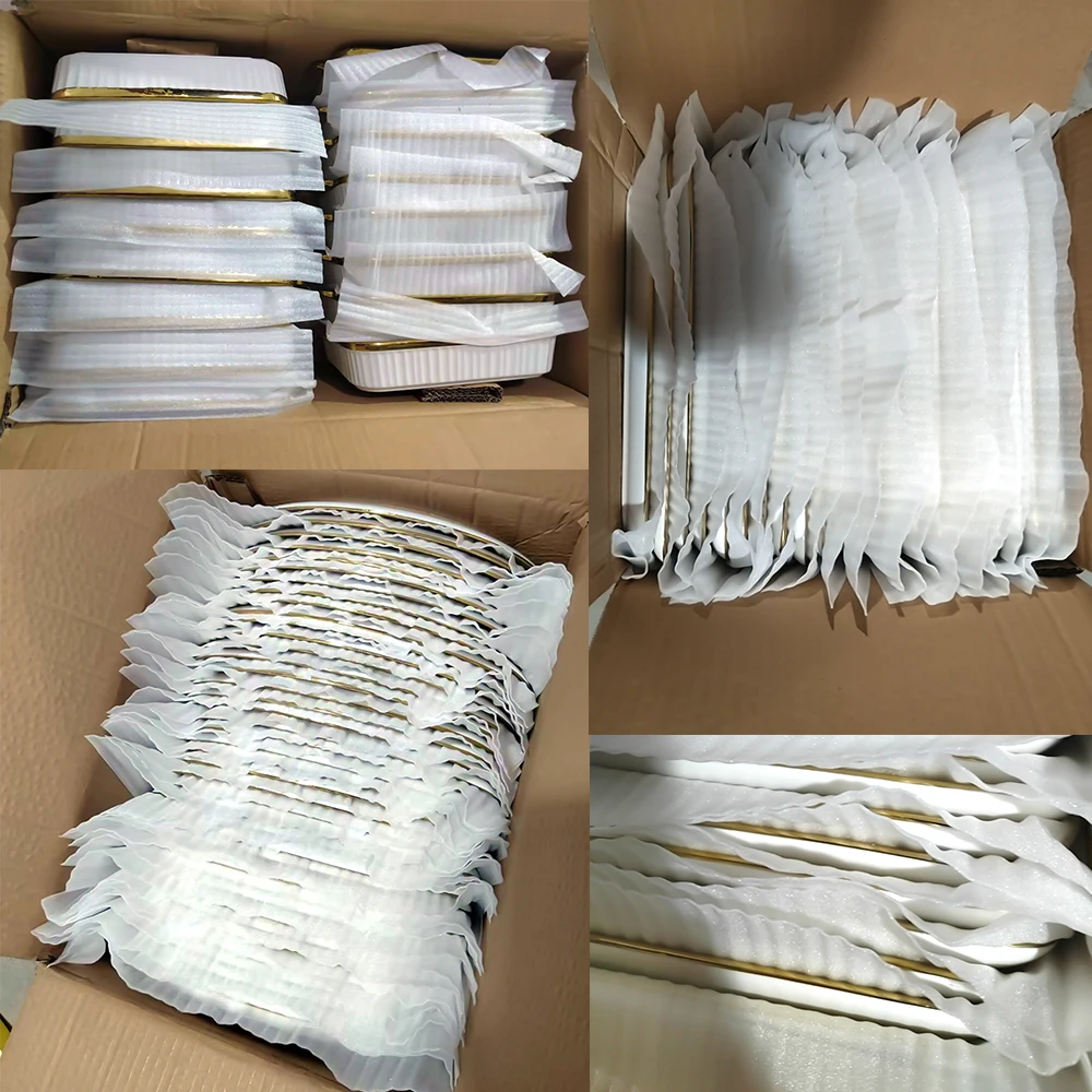 Wholesale Gold Plated Rim Ceramic Tableware Set Oval Round Rectangular White Plate Sell By Ton