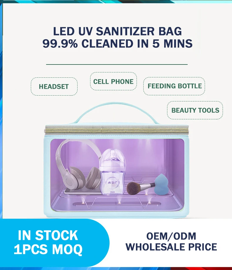 
Epidemic prevention LED Light Travel Sanitizer Cell Phone Underwear Cloth Uvc Sterilizer Box Tote Disinfection Mother bag 