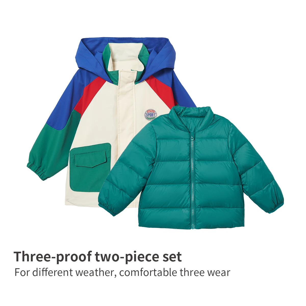 Thick Two-Piece Winter Warm down Jacket for Boys Windproof Waterproof Windbreaker with Long Length kids custom jackets