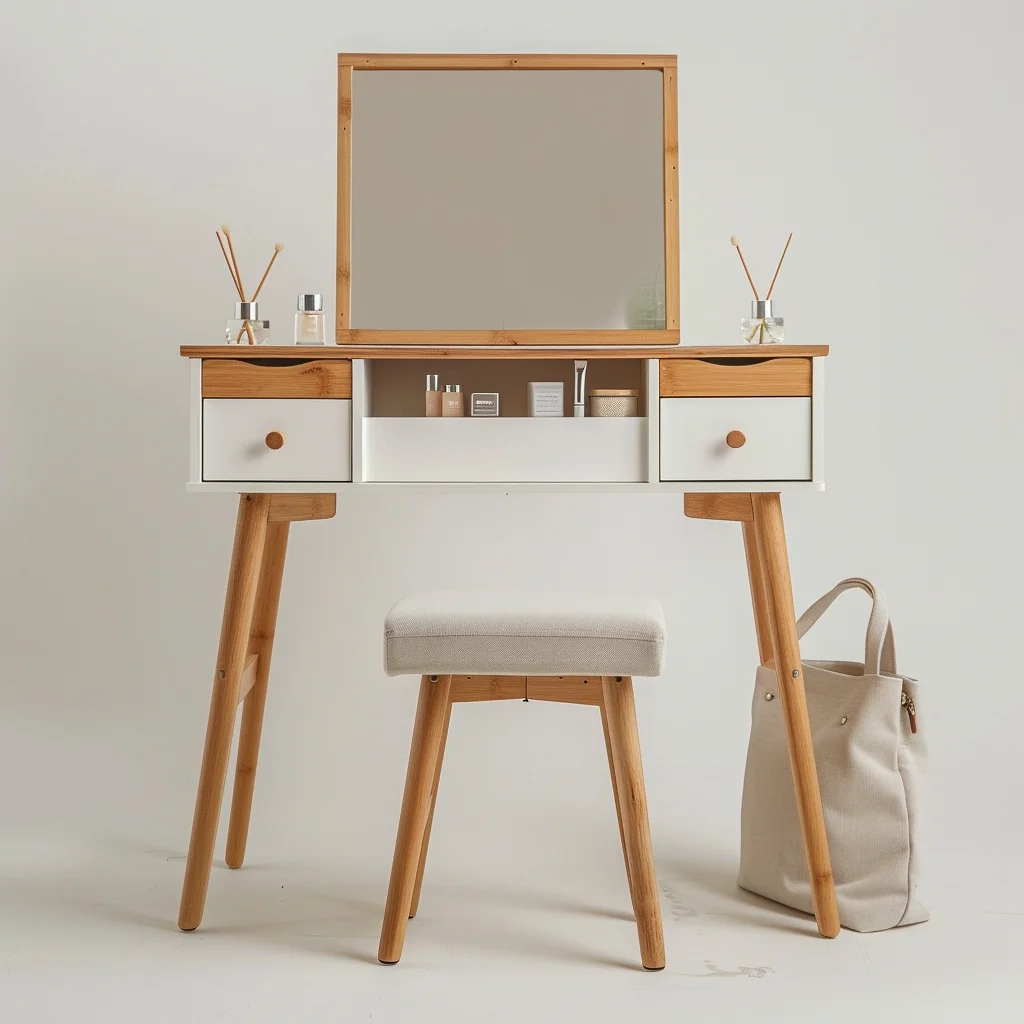 Top Quality Bedroom Furniture Economy Makeup Table With Stool Makeup Cabinet Dressing Table With Led Mirror Vanity Makeup Table