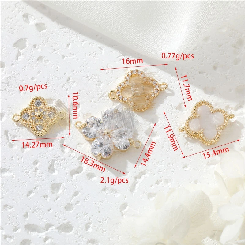 Hot selling four leaf clover diy accessories 14k gold plated charms hollow-out design pendant for necklace making