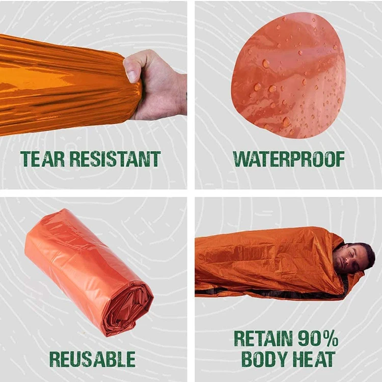  Прямая поставка Bivy Sack уличный спальный мешок для кемпинга с тепловым пространством из полиэтилена экстренных ситуаций скидка