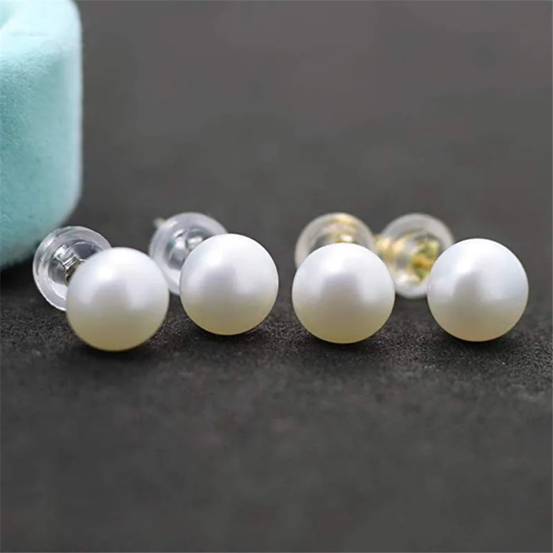 High Luster White 6-11mm 100% Cultured Freshwater Pearl Stud Earrings for Women Sterling