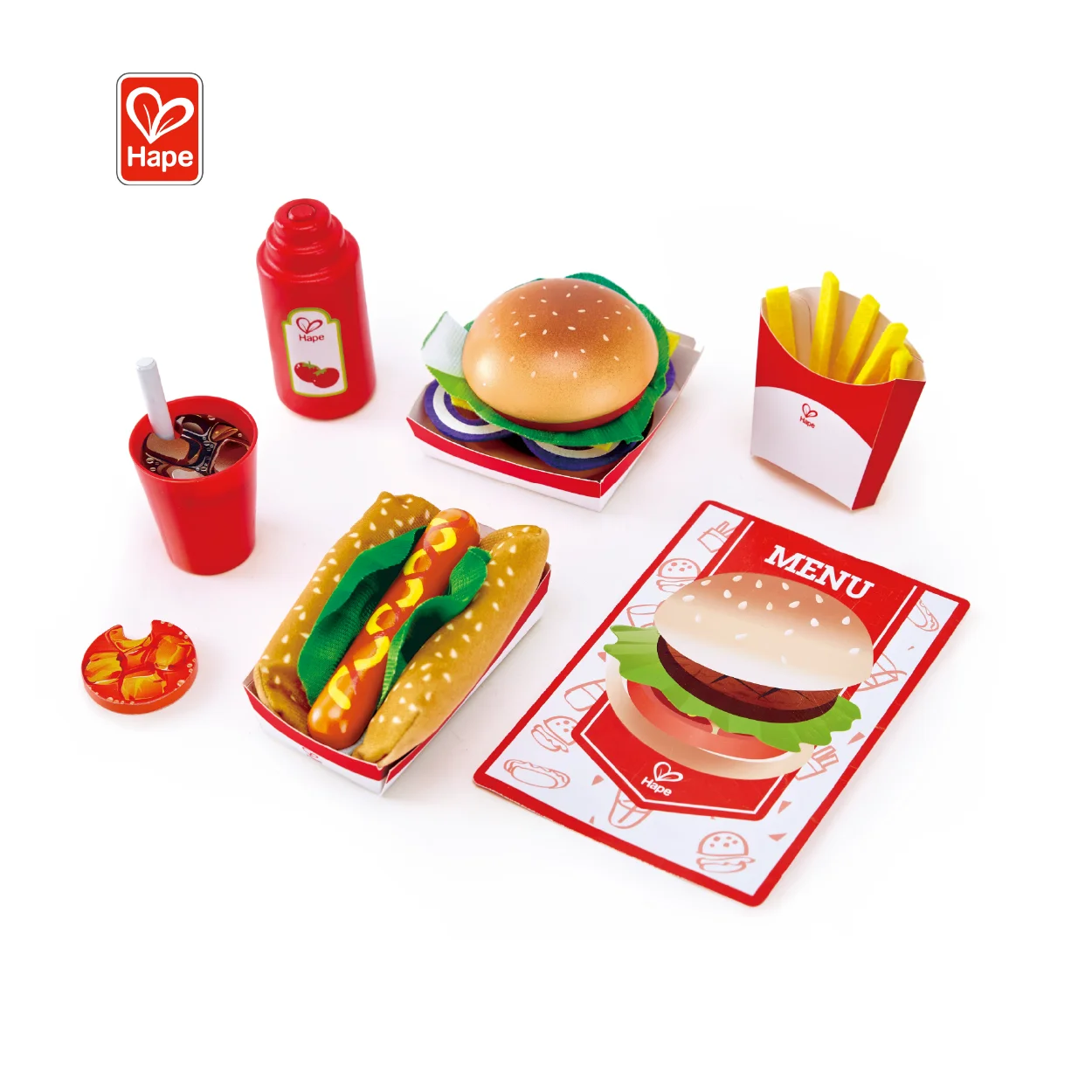 New Design Colorful Wooden Fast Food Toy Set for Kids