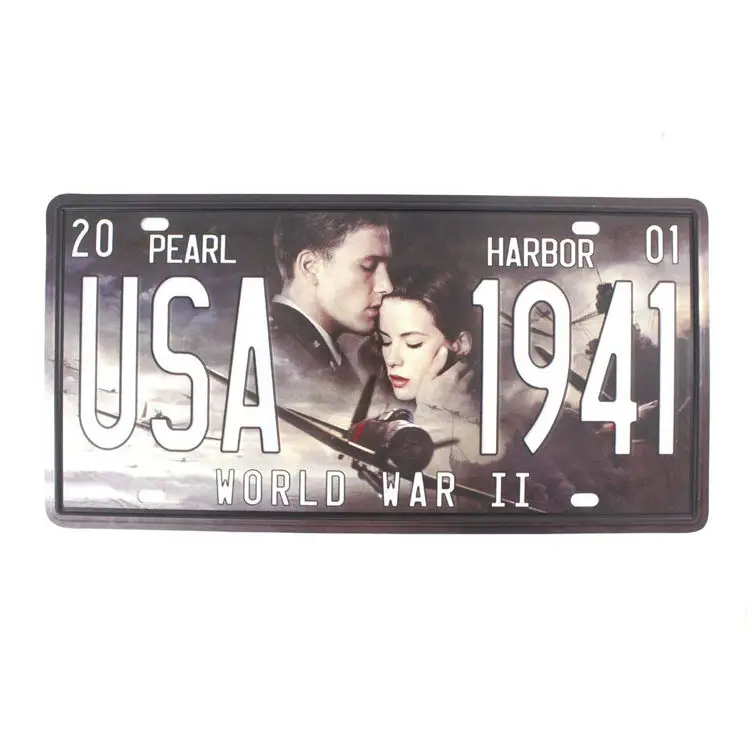 Factory Direct Sale Embossed Number Aluminum Sign Decorative License Plate Tin Sign Metal Plaque For Car Decor