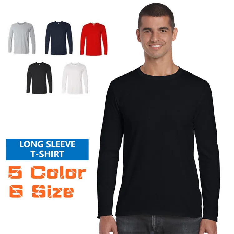 To INDIA Cheap 100% Cotton Round Collar Blank Long Sleeve Well-fitting Screen Printing Adult Men Manufacture Tshirt Solid
