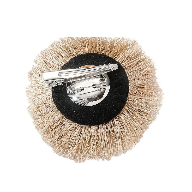 Handmade Retro Fur Ball Flower Fabric Brooch Pin Versatile Clothing Accessory Wholesale Garment Brooches