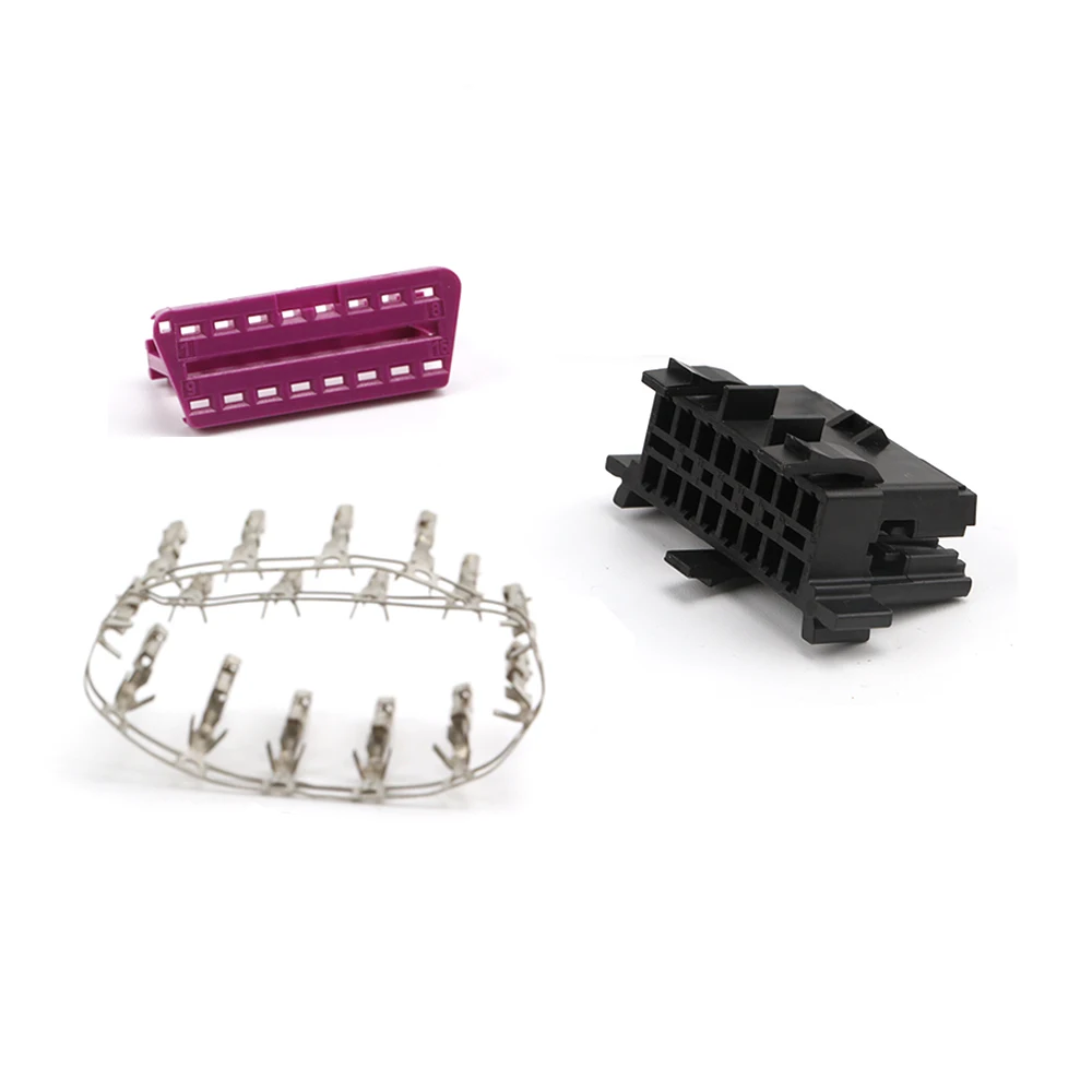 OBD2 16 Pins Female Connector Adaptor Diagnostic Tool with 16 Pins Terminal OBD Socket for VW for Skoda OBD-II