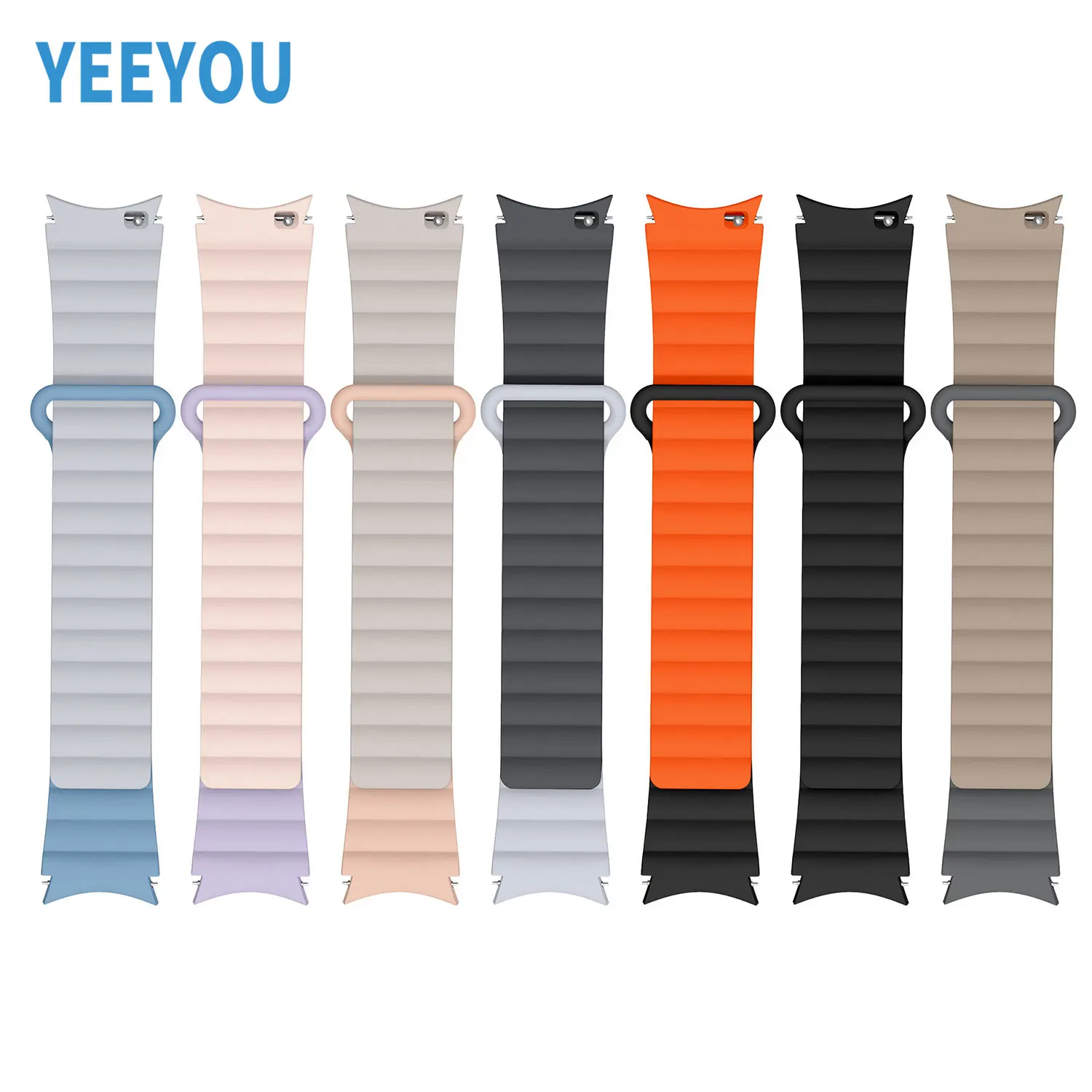 Luxury 20mm White Silicone Wrist Band for Smart Galaxy Watch 4 5 6 Quick Release Arm Strap Sport Magnetic with Box Package