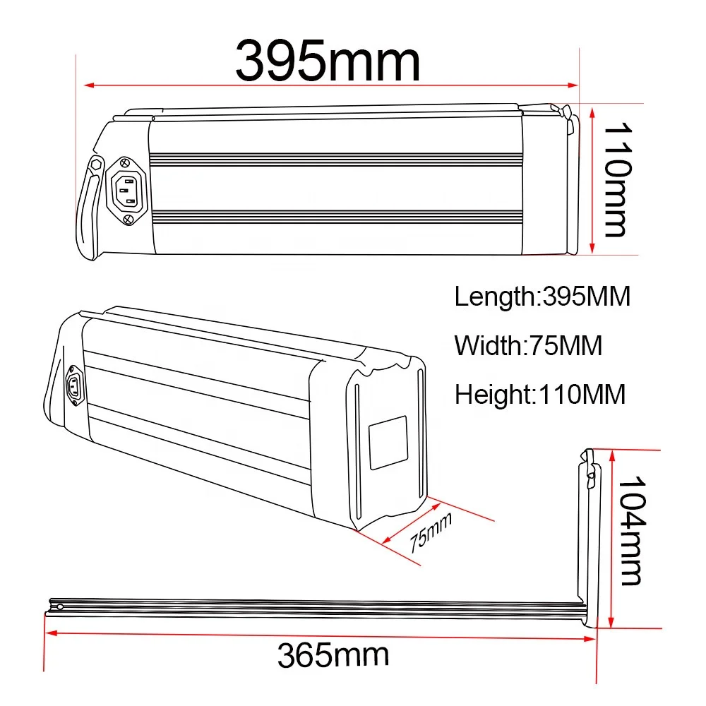 
Rechargeable 18650 Lithium Ion Batteries 24v 36v 48v Silverfish Ebike Battery Pack for Electric Bicycle 