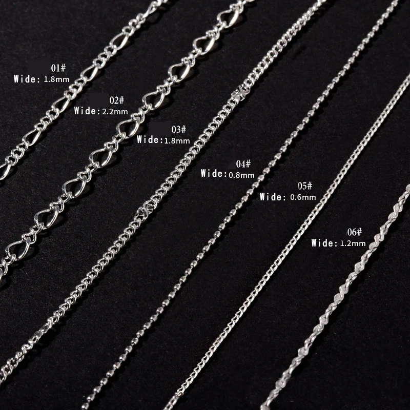 19.6inch Punk Nail Jewelry Studs Line 3D Metal Nail Chain Charms Decoration for Women Girl Nail Art DIY