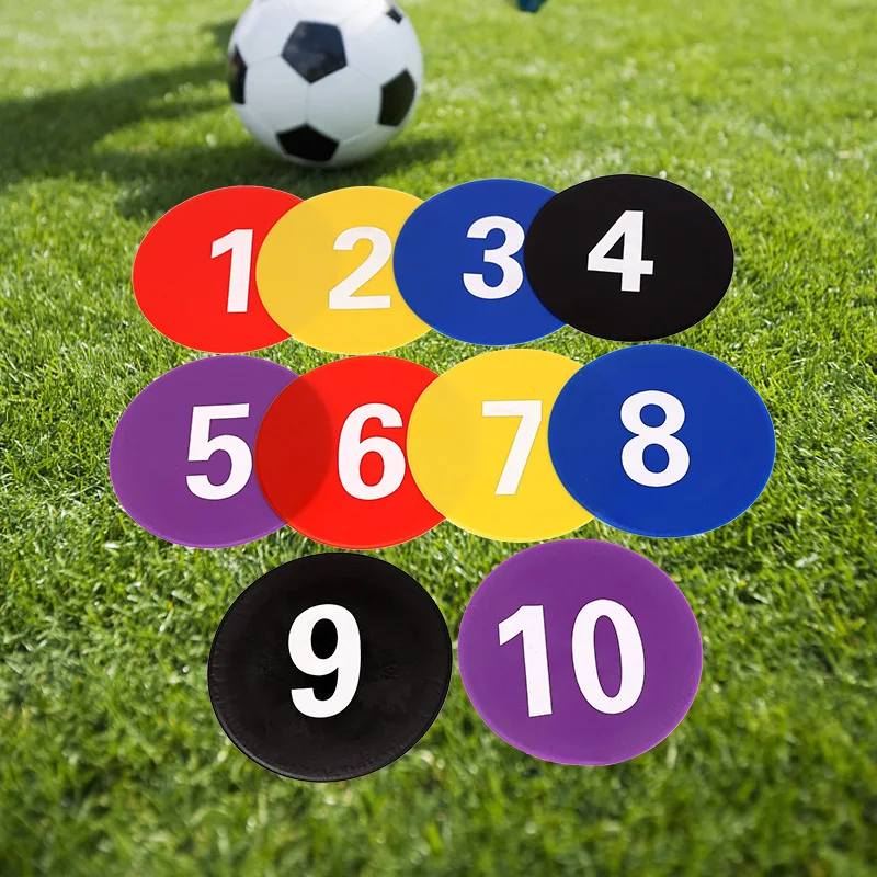 9 Inch PVC Number 1-10 Football Yard Markers Anti-slip Floor Spot Markers Set Soccer Training Equipment