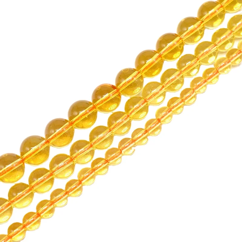 Factory Wholesale Amber 6mm 8mm 10mm Russian Yellow Crystal Bulk Beads Natural Amber Golden Amber Beads Muslim Prayer Rosary