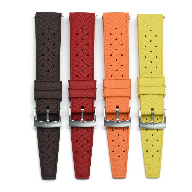 JUELONG 18mm 20mm 22mm 24mm Replacement Watch Dust Proof Retro Tropical Style Band Wristbands FKM Rubber Watch Strap