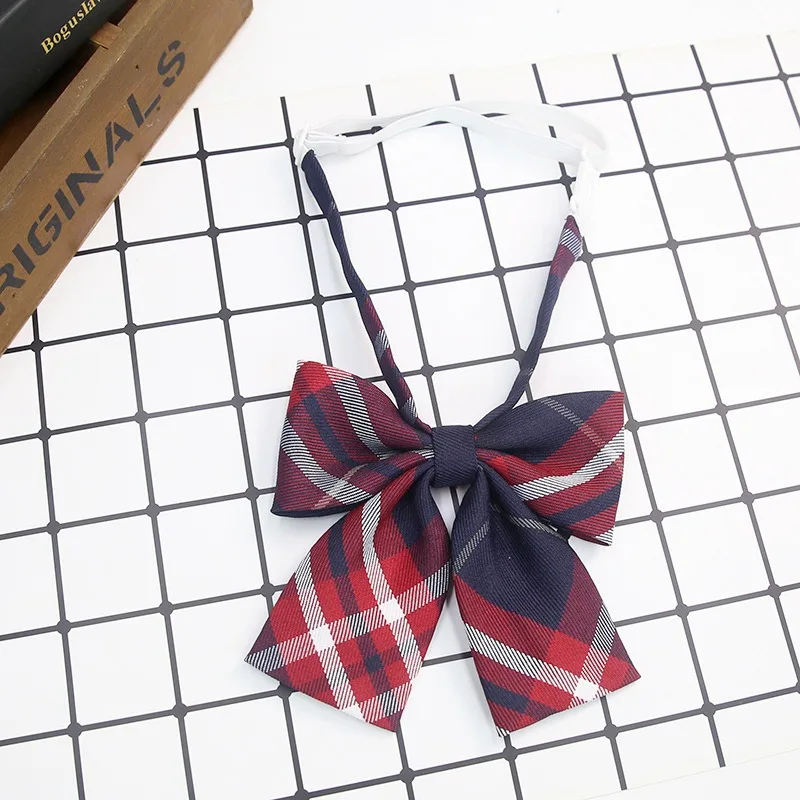 Lazy People Cravats Plaid Student Uniform School Bow Tie Elegant Flowing Design for Easy on and off