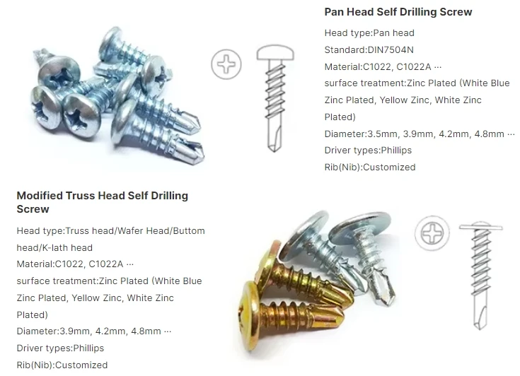 Stainless Steel 410 304 316 Hex Head Self Tapping Self-Drilling Screw  For Roofing Furniture