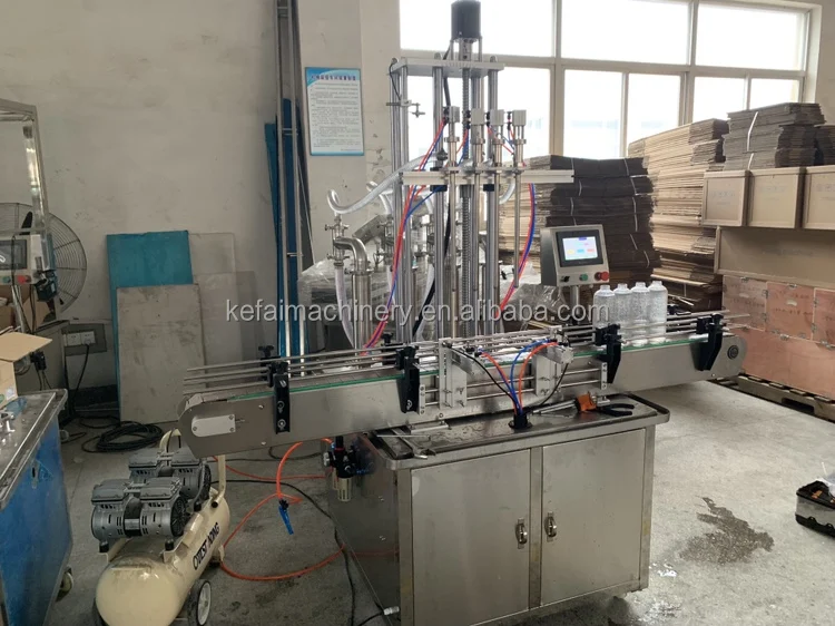 KEFAI 110V Full Automatic 4 Head Tomato Paste Peanut Butter Liquid Paste Piston Filling And Capping Machine Bottle Filling Line