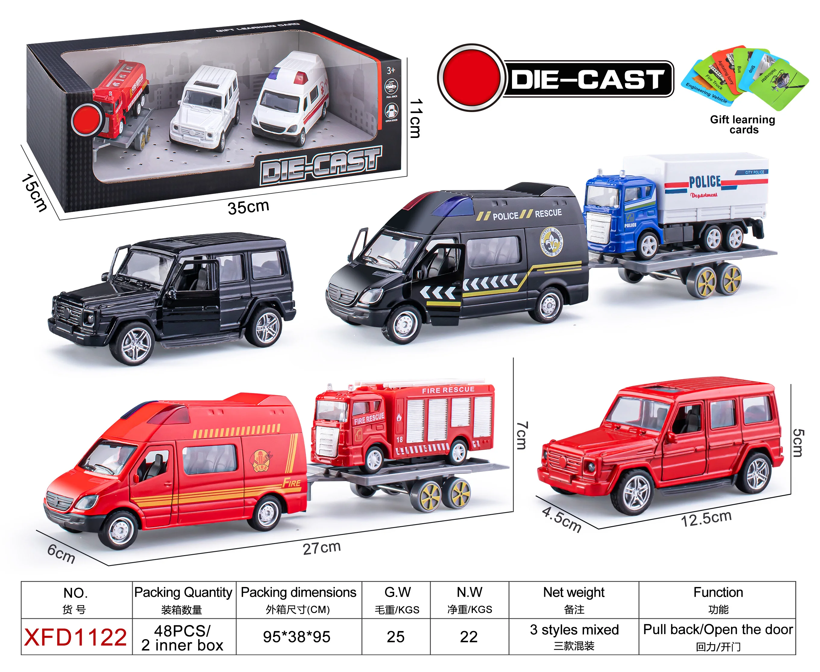 Diecast Model Car OEM ODM Toys High Playability Suitable For Gifts Promotional Sliding Alloy Trailer Truck