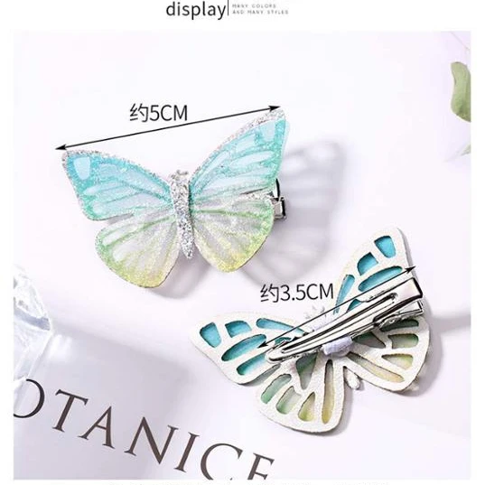 Шифоновая Золотая блестящая кожаная шпилька для волос Daihe в форме бабочки, детские шпильки для волос