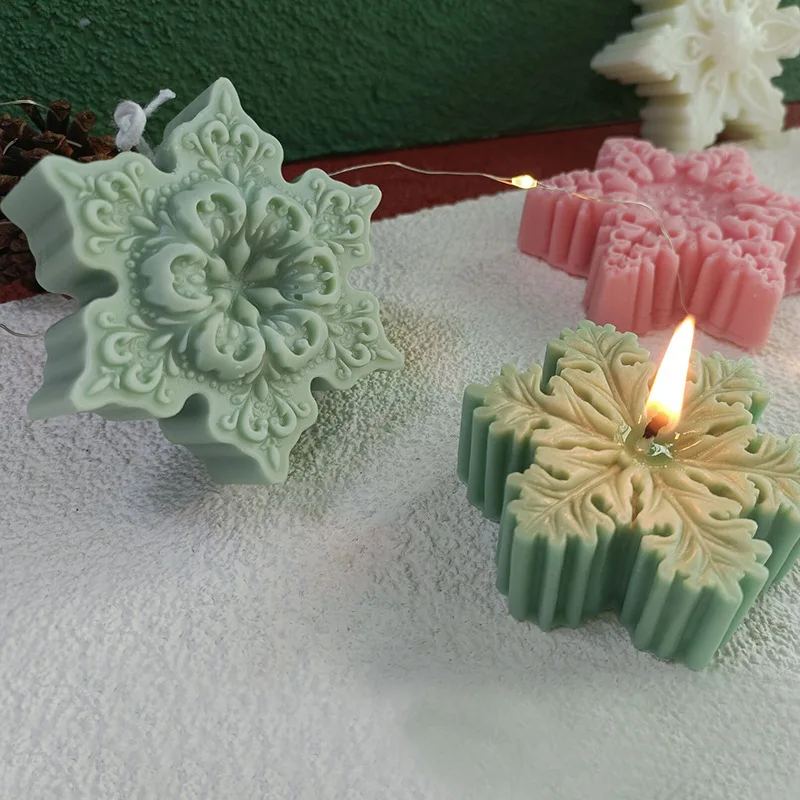 Diy Рождественская Снежная свеча силиконовая форма 3D цветок мыло ручной работы ароматерапия
