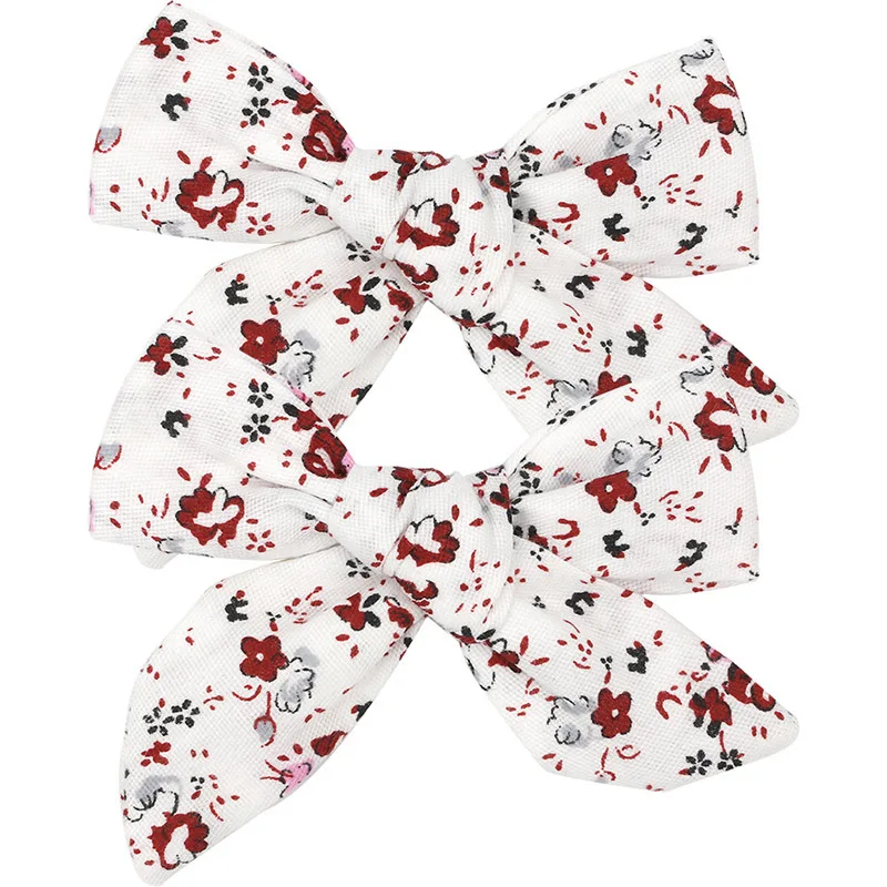 More colour High Quality Handmade Floral Prints Bows Hair Grips Little Girls Hair Clip Photo Group Shower