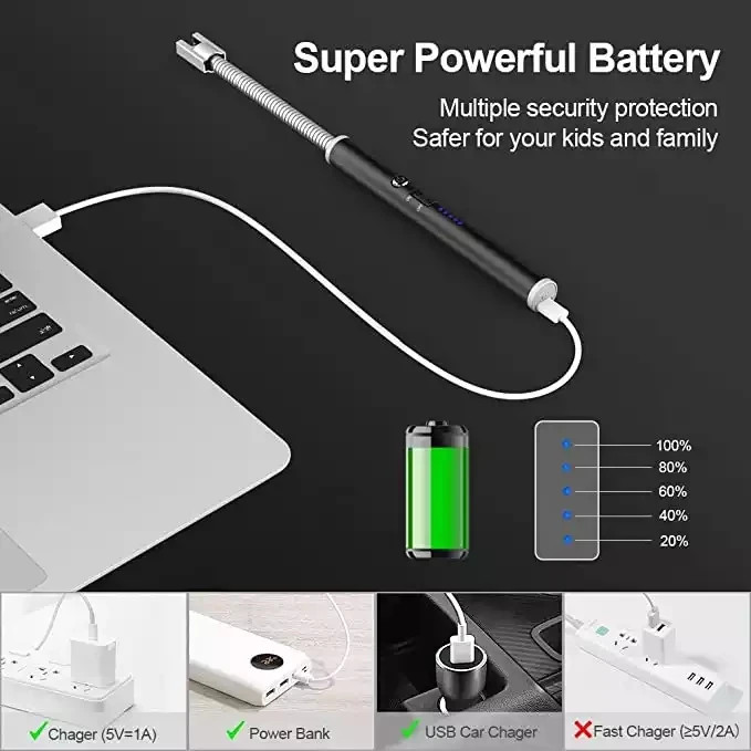 Электрическая плазменная зажигалка USB Зажигалка перезаряжаемая беспламенная для барбекю