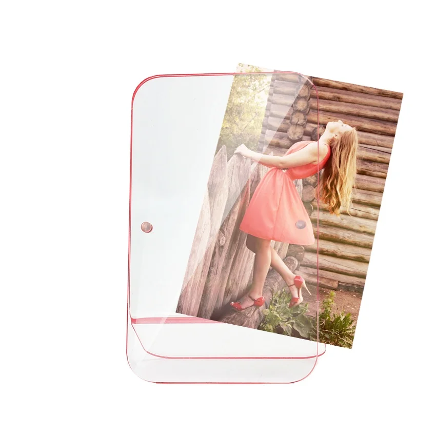 Magnetic picture frame block solid 4x6 Clear acrylic Standing Photo Frame