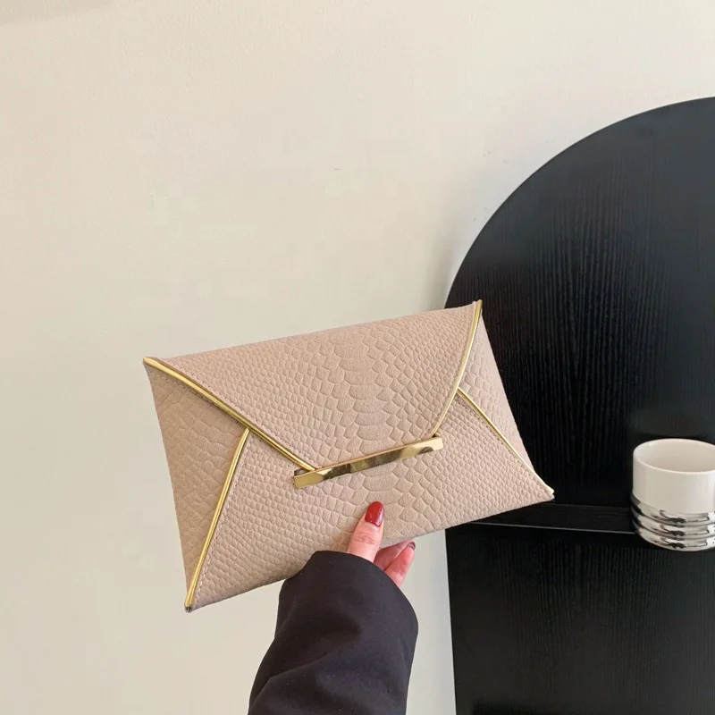 2024 Spring Fashion Women Envelope Evening Dinner Cluth Multi-color Elegant Flap Crocodile Pattern Felt Party Purse