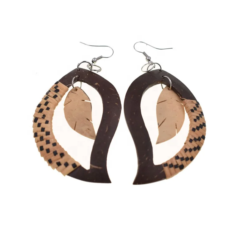 Fashion Jewelry Bohemian Coconut Rattan Handmade Earring Mixed Designs Drop Straw Earrings For Women