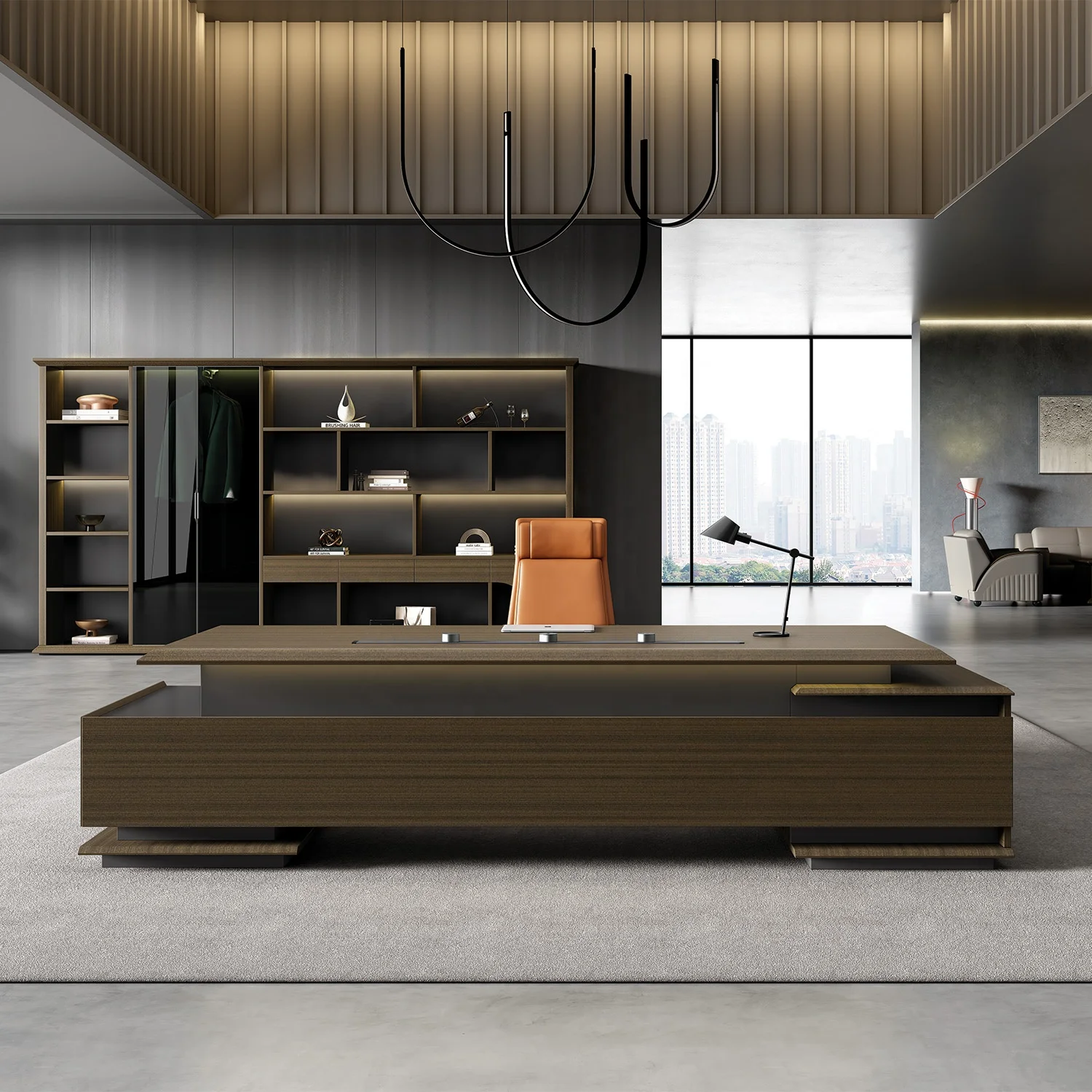 Luxury Furniture Design Escritorio De Oficina MDF Executive Office Table CEO Office Desk Set with Code Lock